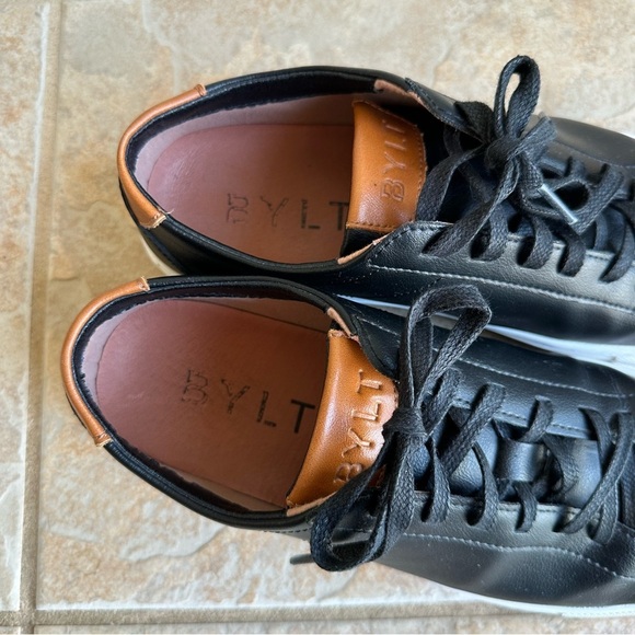 BYLT Everyday Shoes Black Leather Casual Sneakers Premium Basics​​ - Picture 3 of 8